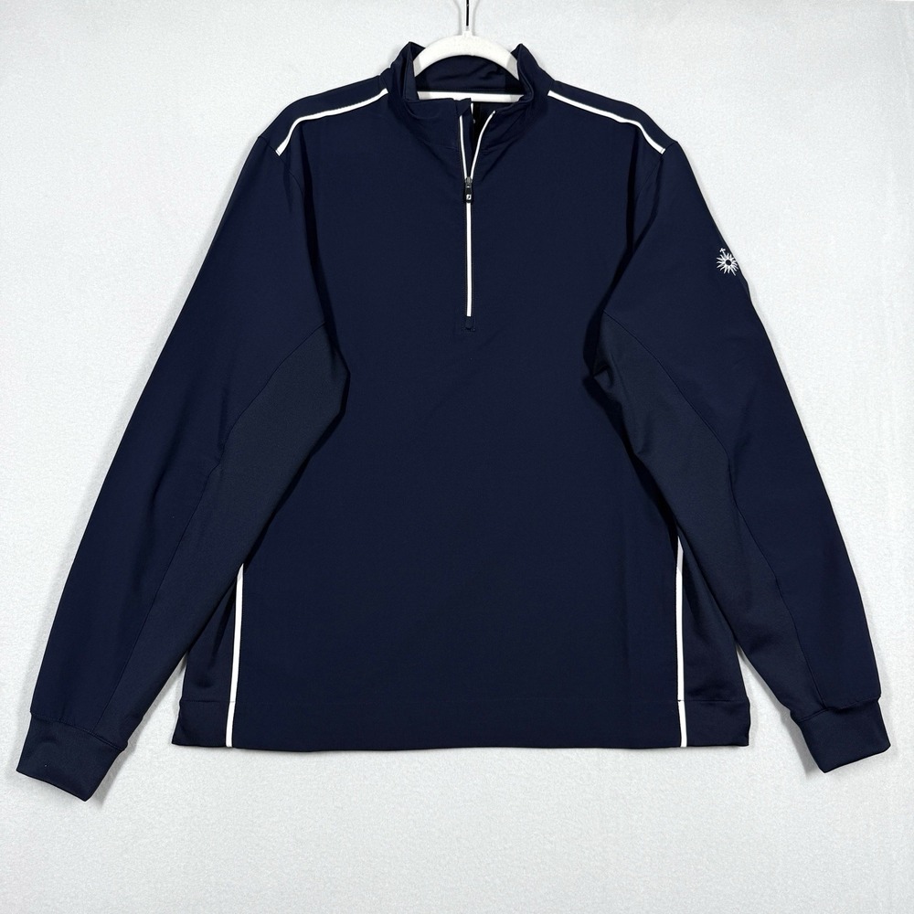 FootJoy Pullover Mens‎ Medium Golf Quarter Zip Performance Blue Stretch Logo